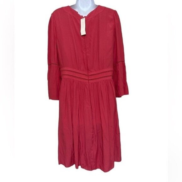 ANN TAYLOR Raspberry Regal Cutout Flare Sleeve Pleated women Dress 8 Event Party - Picture 11 of 12
